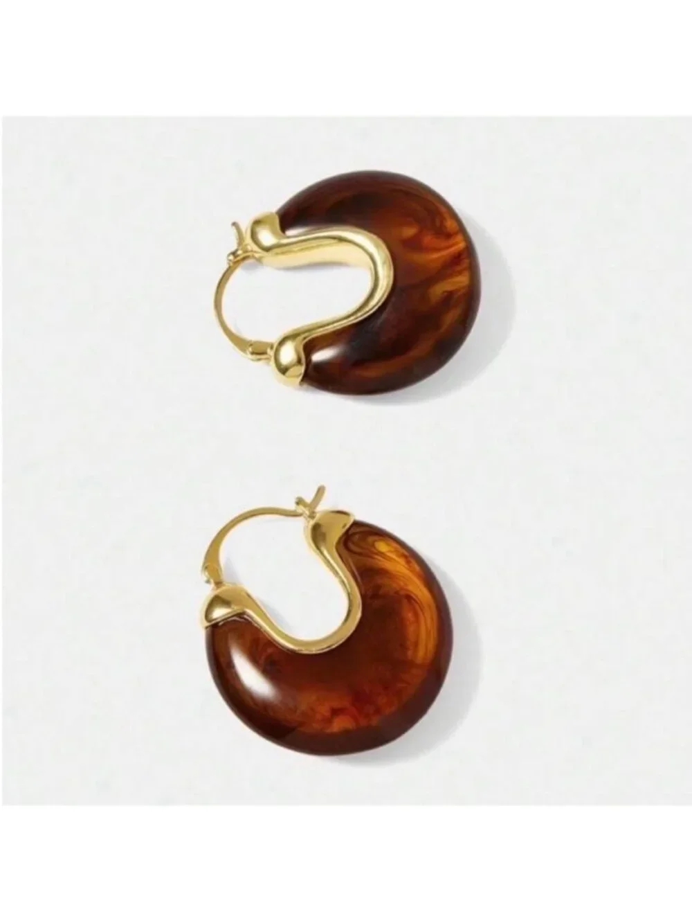 New! Amber Gold Huggie Hoop Earrings (1006) NWOT